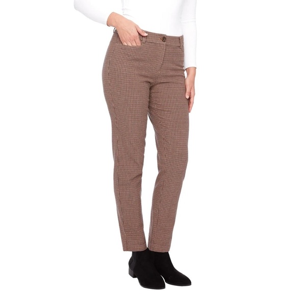 UP! | Classic Stretch Cotton Brown Pants Trousers - Picture 1 of 16
